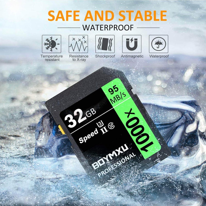 BOYMXU Professional 1000x Class 10 U3 Memory Card - 32GB, Compatible with Computers, Cameras & Camcorders, Up to 95MB/s Read Speed, Green/Black - Image 5